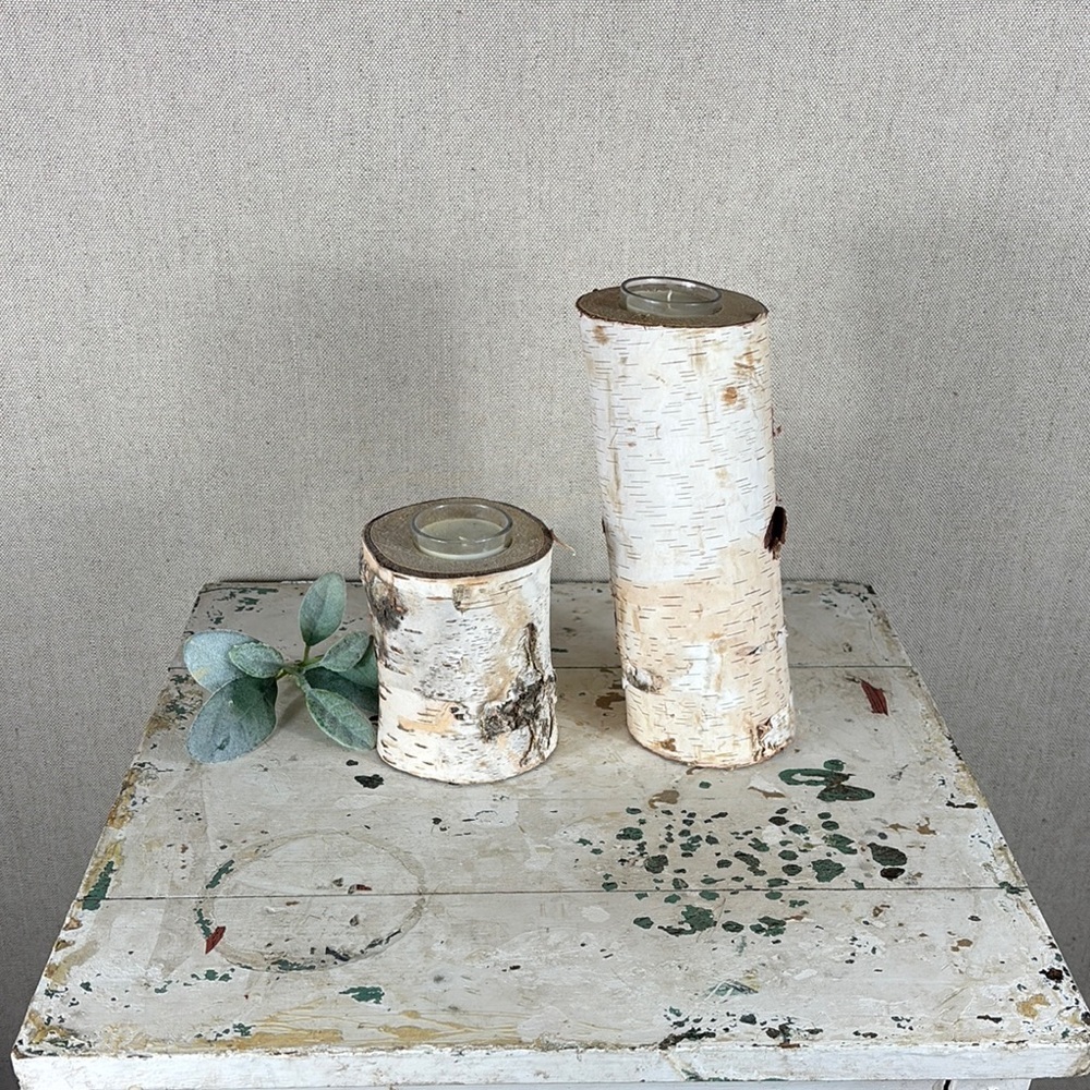 Rustic Birch Candle Holders